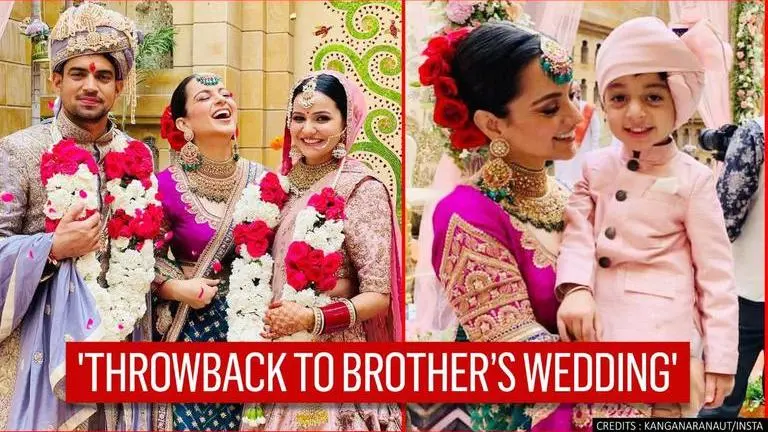Kangana Ranaut shares throwback picture from brother's wedding, take a look Kangana Ranaut shares throwback pic of 'bhabhi' and nephew Prithvi from Aksht's wedding
