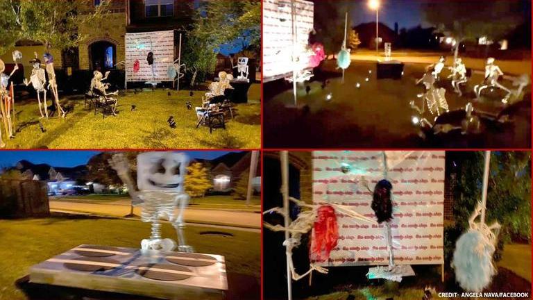 Texas woman sets up 'pole dancing skeletons' as Halloween decorations ...