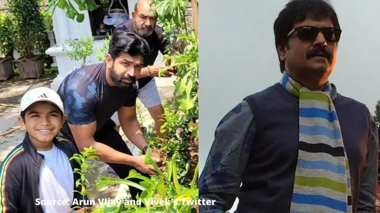 Arun Vijay and Vijaykumar plant saplings in memory of late veteran actor Vivek Arun Vijay and Vivek's Twitter