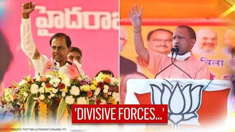 'Divisive forces trying to enter Hyderabad': CM KCR compares Telangana & UP as Yogi visits Telangana