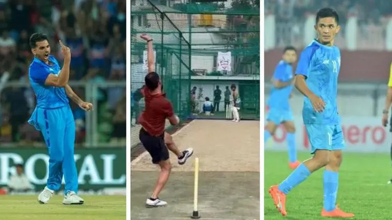Sunil Chhetri to challenge Kohli? Football captain impresses Chahar with cricket skills Sunil Chhetri