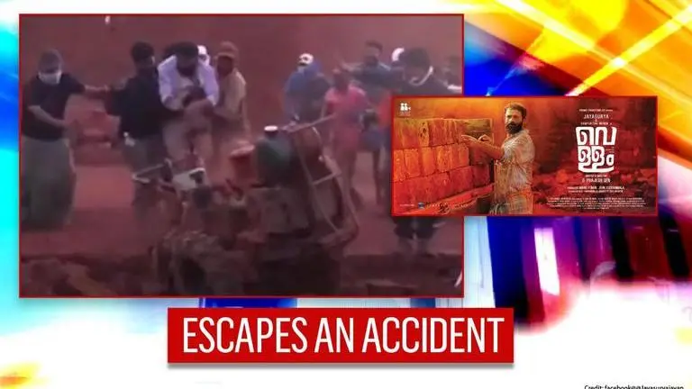 Actor Jayasurya narrowly escapes an accident on the sets of 'Vellam', video goes viral Jayasurya
