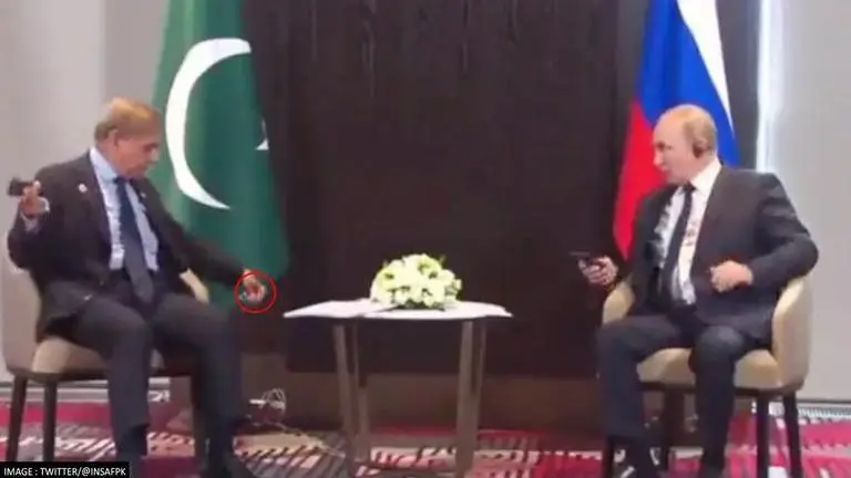 Putin laughs as Pak PM struggles to put on earphone; netizens troll 'Puppet PM' Sharif Shehbaz Sharif with Putin