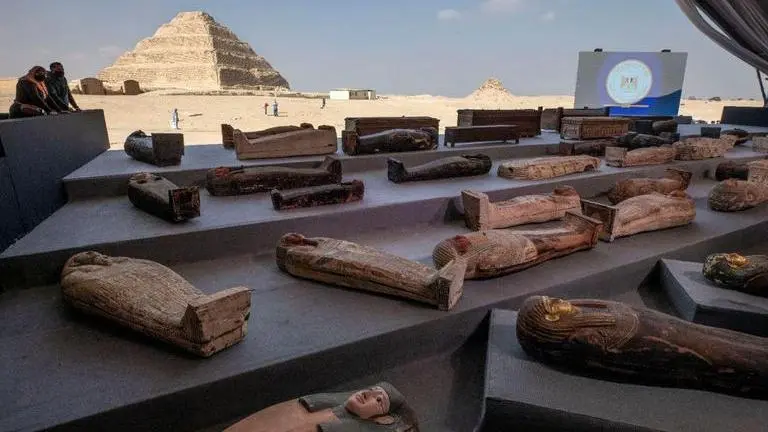 In Egypt's Saqqara, over a hundred ancient coffins, sacrophagi and statues discovered Egypt