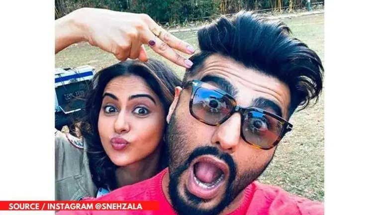 Arjun Kapoor snapped with Rakul Preet Singh as they shoot for their next film Arjun Kapoor