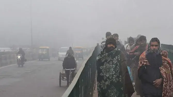 Cold weather conditions in North India.