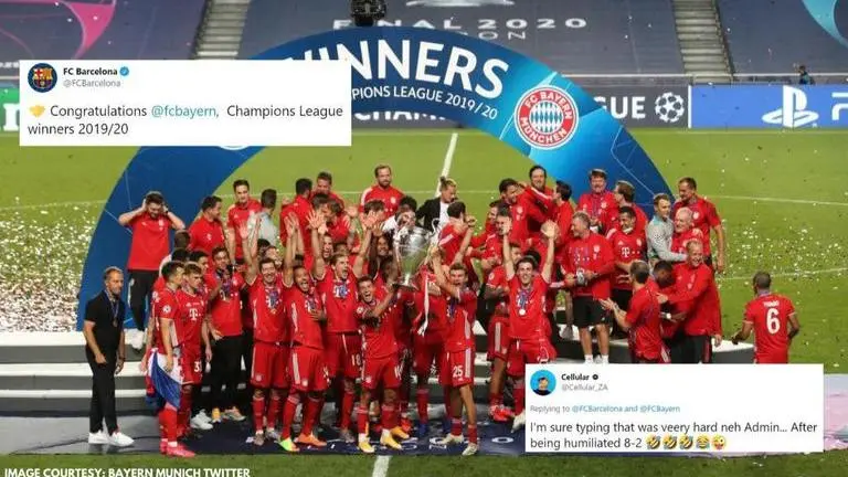 Barcelona trolled after club congratulates Bayern Munich over Champions League victory barcelona