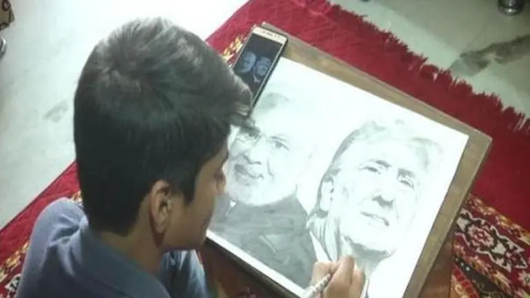 Gujarat boy creates sketch of PM Modi, US President Trump depicting their 'camaraderie' Gujarat