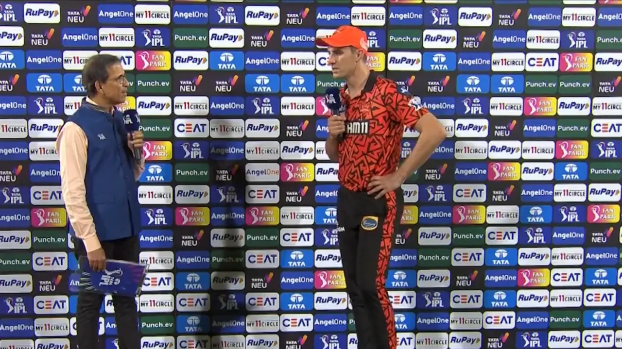 'That was insane': Pat Cummins' superb reply when asked if he felt Mumbai Indians could chase 277 Pat Cummins during post-match presentation after SRH vs MI match