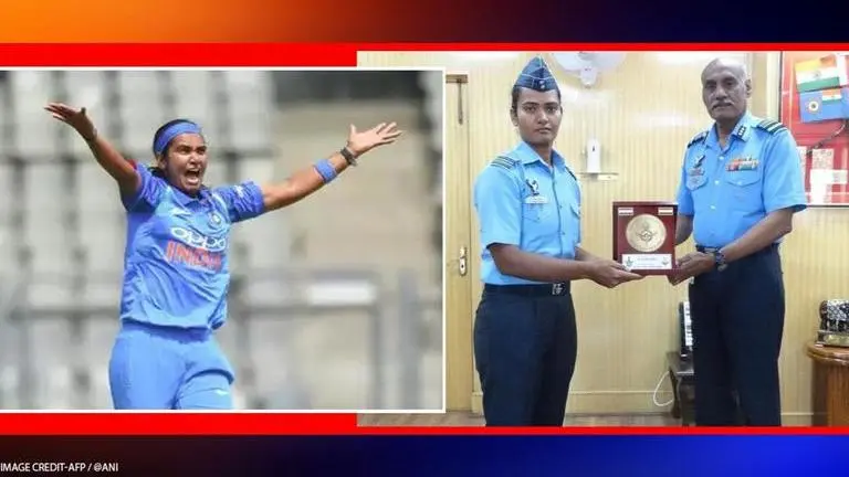 Squadron Leader Shikha Pandey felicitated for her heroics for India in the T20 World Cup Shikha Pandey