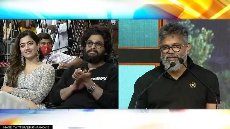 Allu Arjun's speech to Sukumar announcing 1 lakh for crew; highlights of 'Pushpa' event Allu Arjun, Sukumar, Pushpa: The Rise, Rashmika Mandanna, Pushpa success event