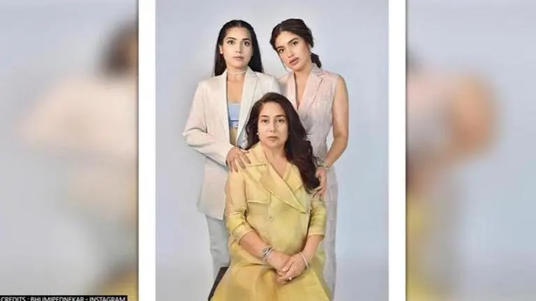 Bhumi Pednekar elegantly poses with mother & sister for magazine cover; see photos bhumi pednekar