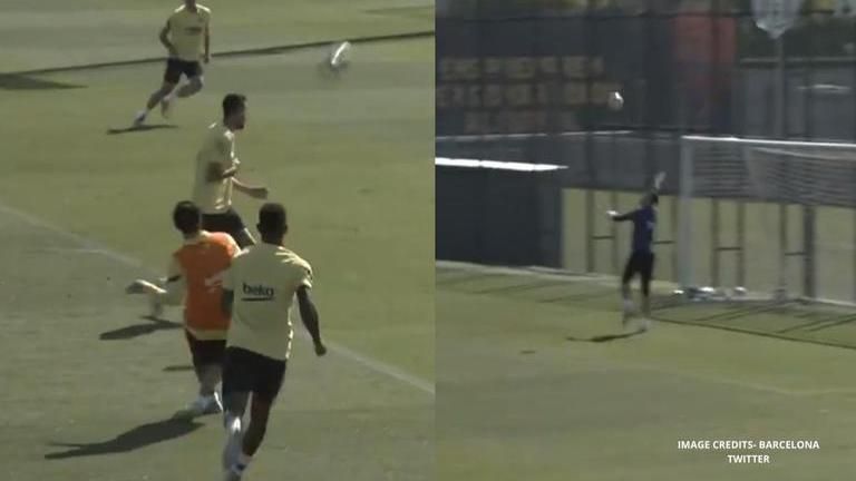 Lionel Messi scores stunning goal in Barcelona training ahead of ...