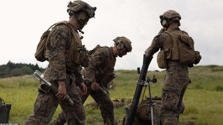 US Marines fire M252 81mm mortar systems as part of Fuji Viper 23 ...