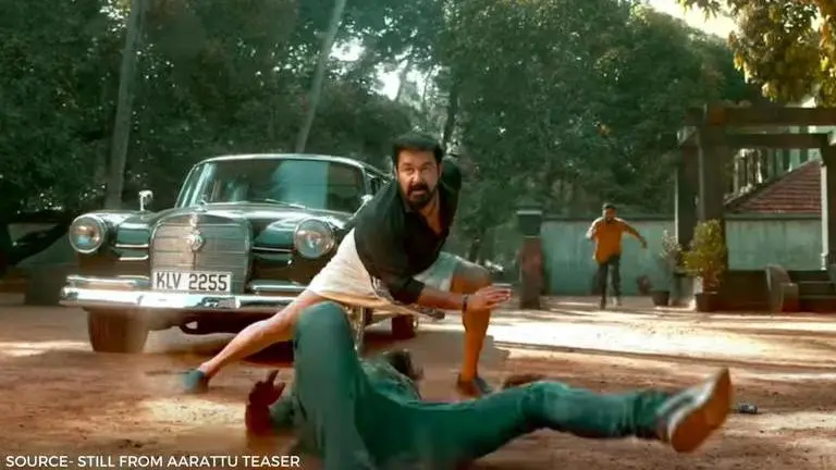 Aaraattu teaser out, fans appreciate Mohanlal's action-packed sequences Still from Aaraattu teaser