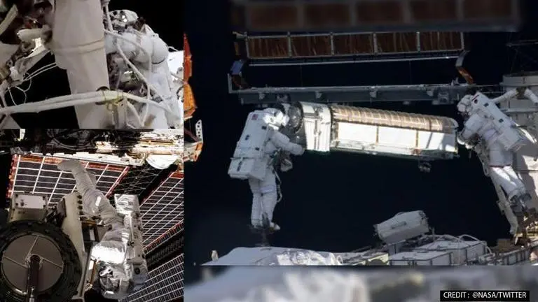 NASA astronauts complete installation of second solar panel on ISS in stunning spacewalk NASA