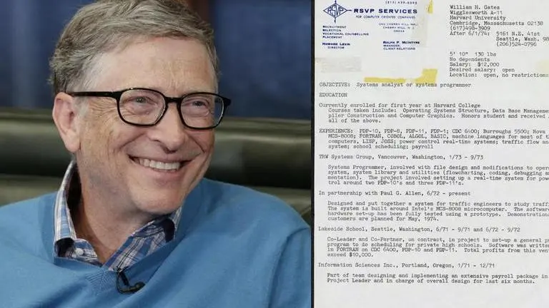 Bill Gates shares his 48-year-old resume to boost confidence of job aspirants across world Bill Gates