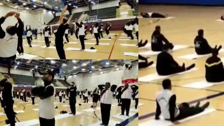 Indian and American troops take part in joint yoga session as part of Exercise Yudh Abhyas Alaska