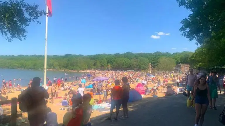 UK beaches crowded with visitors on Bank Holiday flouting social distancing norms UK