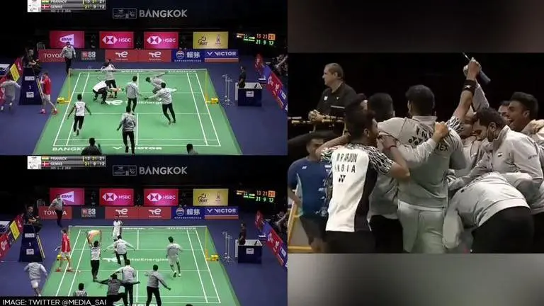 Thomas Cup 2022: India's historic winning moment en route to maiden final; Watch video Thomas Cup, Badminton, Thomas Cup 2022, India men's badminton team, India vs Denmark, HS Prannoy, Chirag Shetty, Thomas Cup final