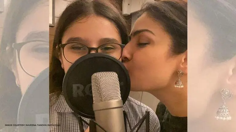 Raveena Tandon mischievously steals kisses from daughter Rasha, posts adorable videos Raveena Tandon