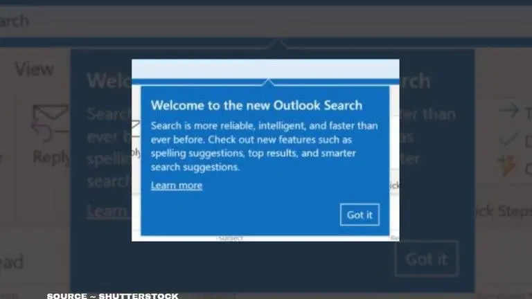 outlook search bar missing