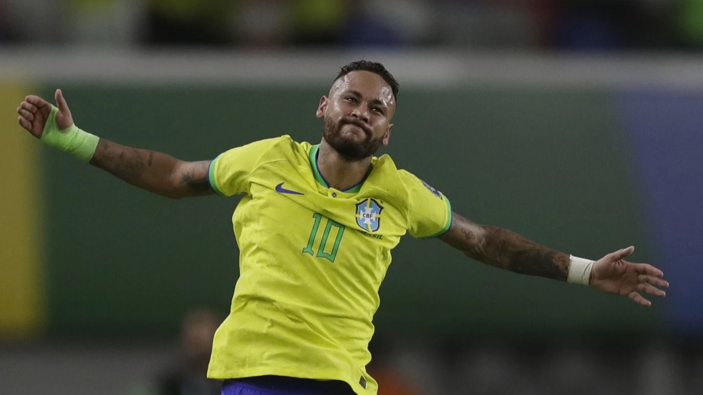 Neymar celebrates his goal