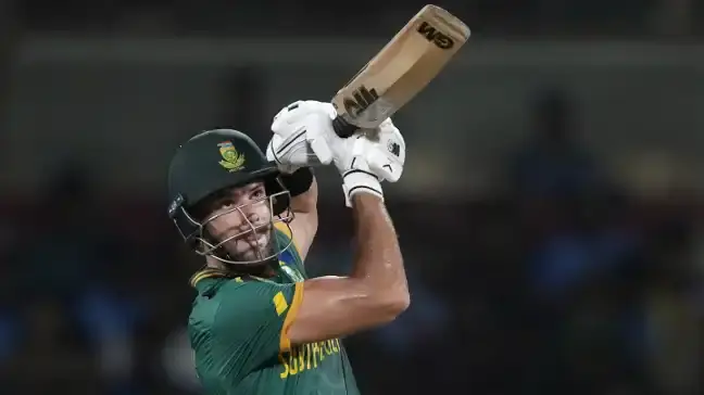 South African batter Aiden Markram plays a shot