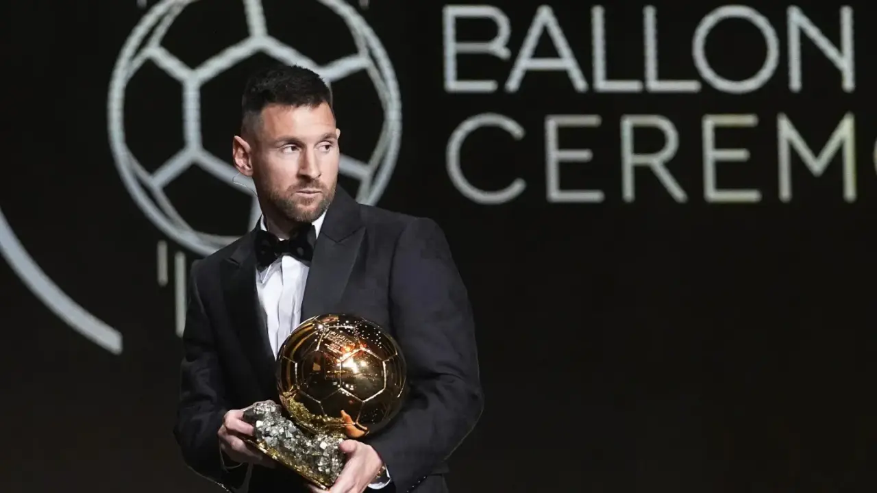 A remarkable act: Lionel Messi donates 8th Ballon D'or to his ex-club, touching display of loyalty Lionel Messi with the Ballon d'Or award in Paris, France