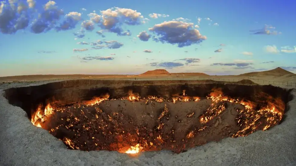 Did you know there's a 'door to hell' in Turkmenistan? Know about mysterious crater that still burns The crater fire named “Gates of Hell” is seen near Darvaza, Turkmenistan,