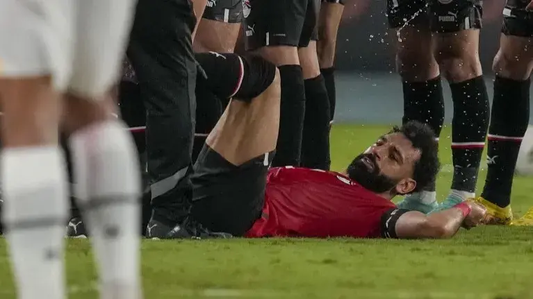 Mohamed Salah goes off injured during Egypt's game against Ghana at Africa Cup Mohamed Salah