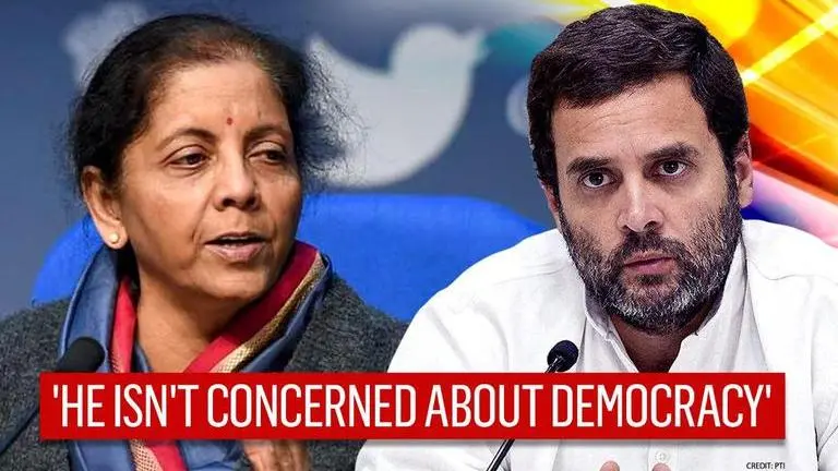 Nirmala Sitharaman fires 'dynasty' jibe on Rahul Gandhi's 'no democracy in India' remark Nirmala Sitharaman