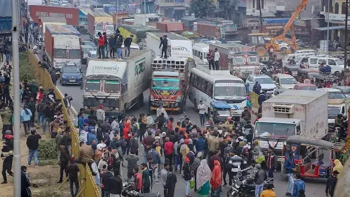 How Drivers Can Avoid Harsh Penalties Under New Hit-and-Run Law? Truck drivers blocked the Agra-Delhi National Highway during a protest against new hit and run law