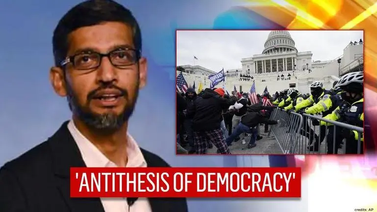 Google CEO Sundar Pichai describes US Capitol siege as 'antithesis of democracy' Sundar Pichai