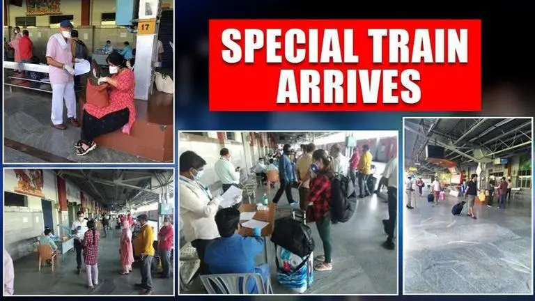 Special train carrying passengers from Delhi, arrives at Bengaluru City railway station Shramik trains