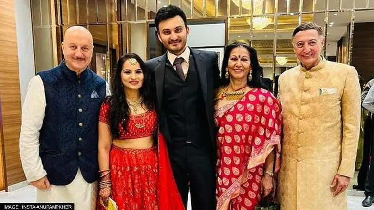 Anupam Kher shares pics from college mate & 'Khichdi' actor Anang Desai’s son’s wedding anupam kher