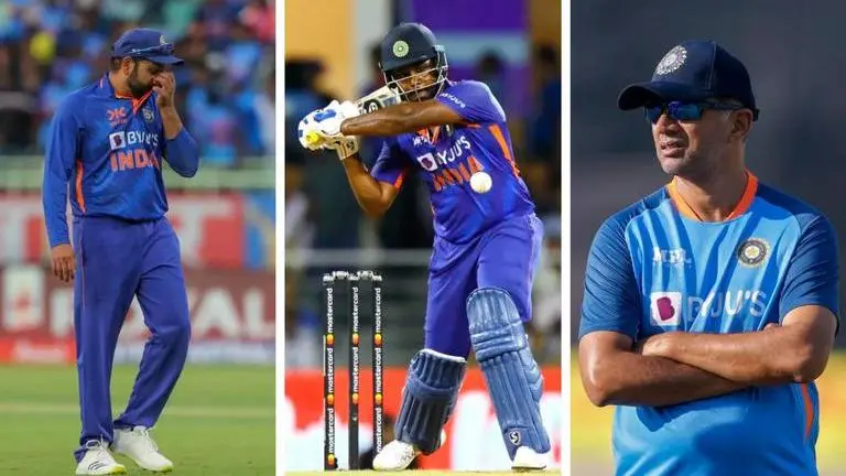 Dravid's obsession with match-ups, 1990s approach, Sanju Samson conundrum: India's problems before ODI WC Rahul Dravid Rohit Sharma and Sanju Samson
