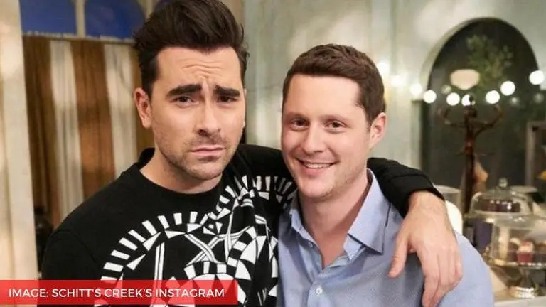 Schitt’s Creek star Dan Levy wishes ‘fake husband’ Noah with David-Patrick still from show Schitt’s Creek