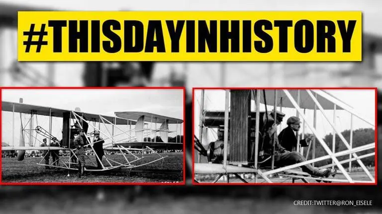 World record for flying airplane with passenger for over an hour was set today in 1909 World record