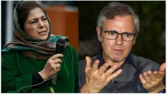 Mehbooba Mufti (left) and Omar Abdullah (right)