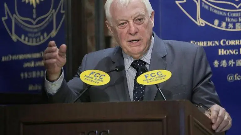 Patten says China pursuing 'Orwellian' agenda in Hong Kong