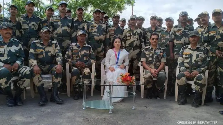 BSF troops felicitate Olympic silver medalist Saikom Mirabai Chanu Mirabai Chanu