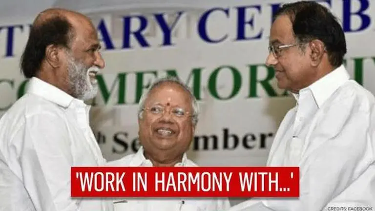 Now, Congress' Chidambaram courts Rajinikanth; wants to 'work in harmony in 2021 & 2024' P. Chidambaram