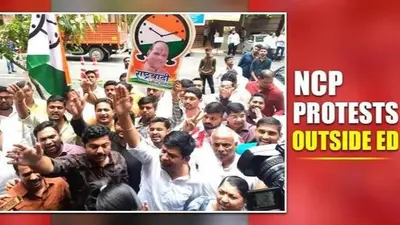 Sharad Pawar's NCP Youth Wing Stages Protests Outside ED Office Sharad Pawar