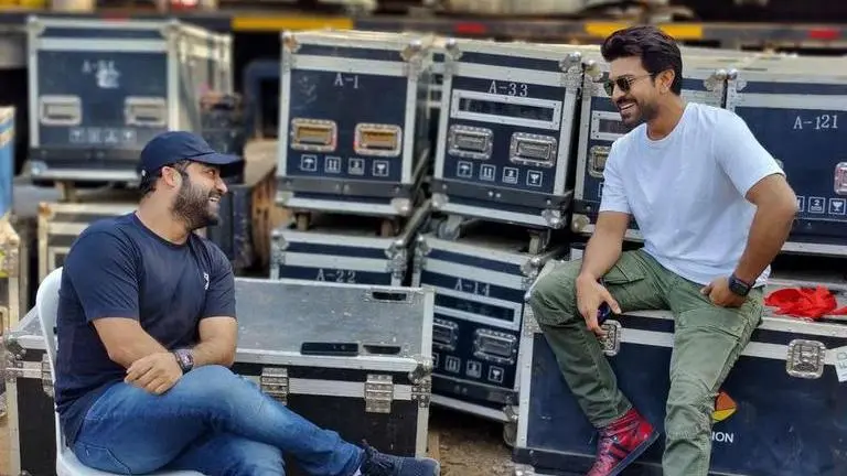 'RRR': Ram Charan & Jr NTR give BTS glimpse on efforts for venture; fans say 'can't wait' RRR, ram charan, jr ntr