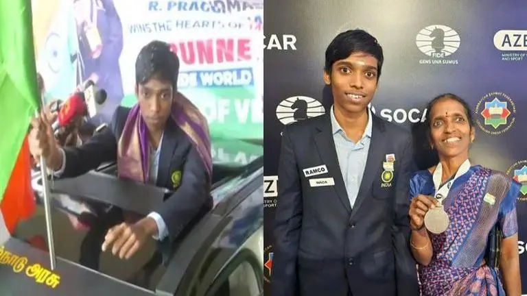 R Praggnanandhaa receives rousing welcome at Chennai Airport after winning silver medal R Praggnanandhaa receives rousing welcome at Chennai Airport | WATCH