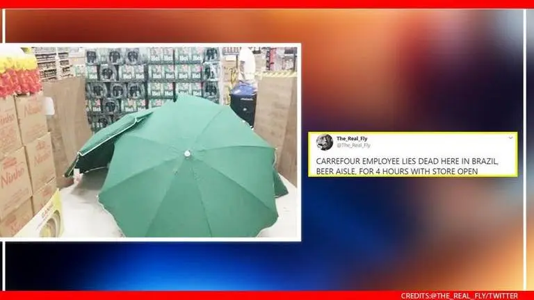 Bazilian supermarket covers worker's dead body with umbrellas to keep business running Brazil supermarket covers dead body of employee with umbrellas, netizens react