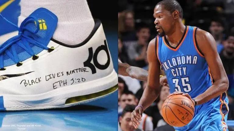 Kevin Durant wrote 'Black Lives Matter' on his sneakers after Eric Garner's death in 2014 Kevin Durant