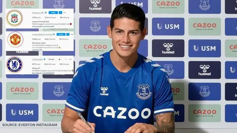 James Rodriguez has more Instagram followers than any other Premier League team james rodriguez