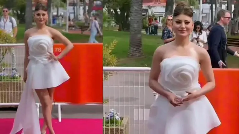 Urvashi Rautela flaunts new look at Cannes, dons short white dress after colourful gowns Urvashi Rautela